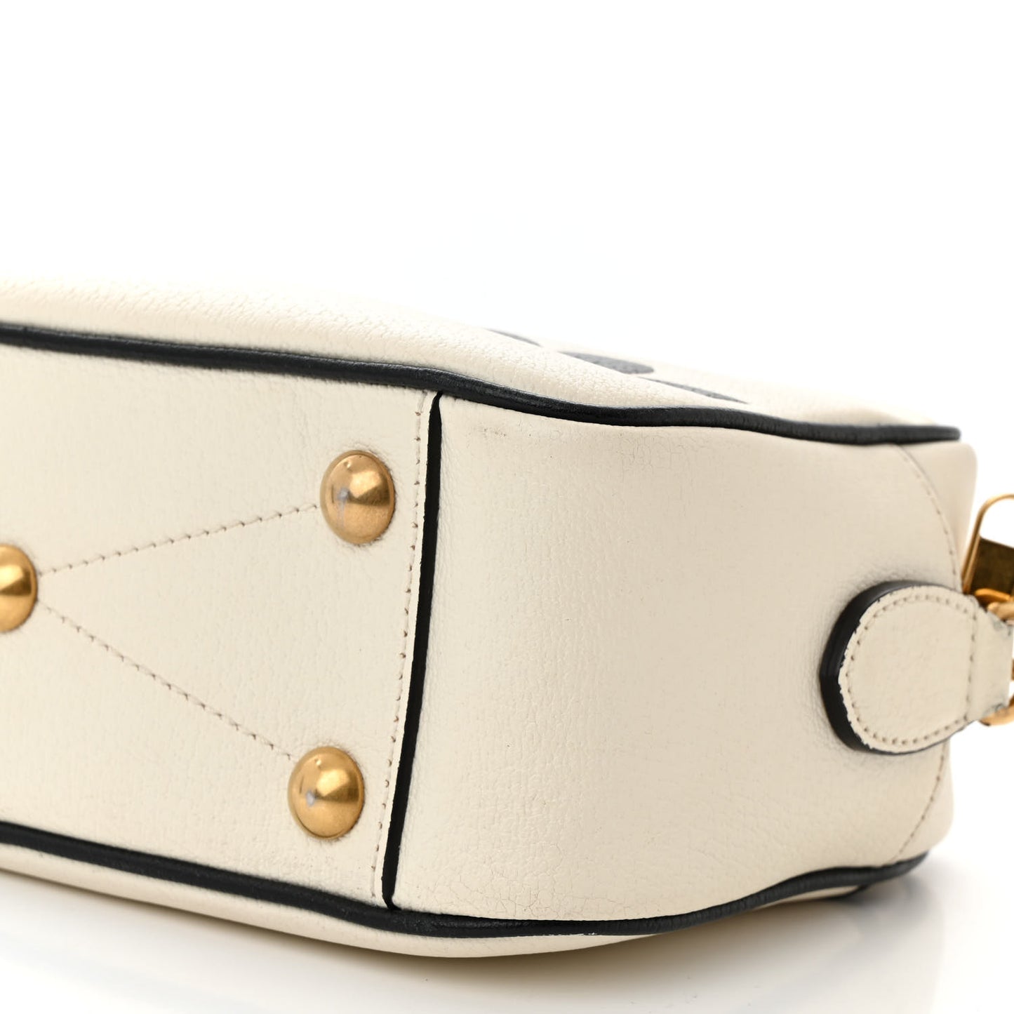 X ADIDAS Textured Dollar Calfskin Web Trefoil Logo Small Messenger Bag Off White Black