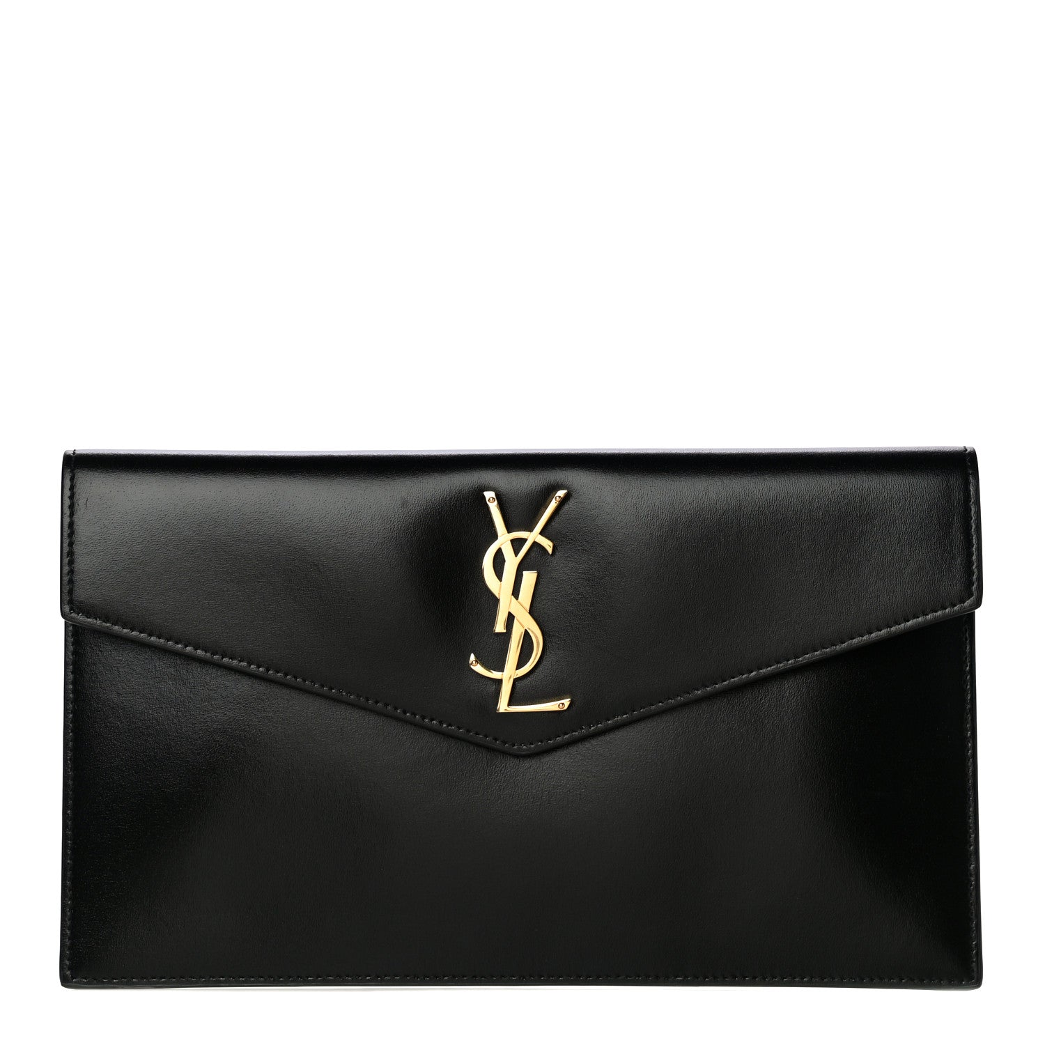 Saint Laurent Smooth Shiny Calfskin Monogram Uptown Pouch Black 1 of 11