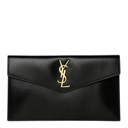 Saint Laurent Smooth Shiny Calfskin Monogram Uptown Pouch Black 1 of 11
