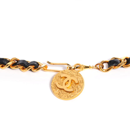 Chanel Leather Gold Chain Link CC Medallion Belt Black 3 of 6