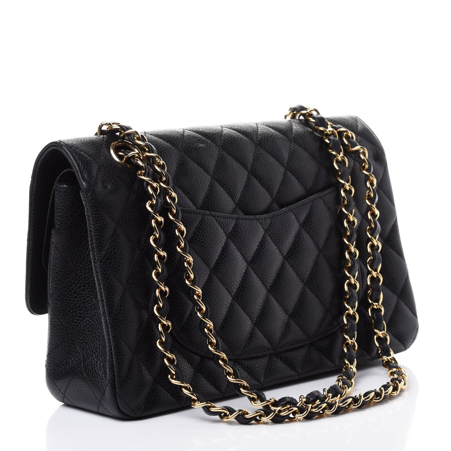 Caviar Quilted Medium Double Flap Black