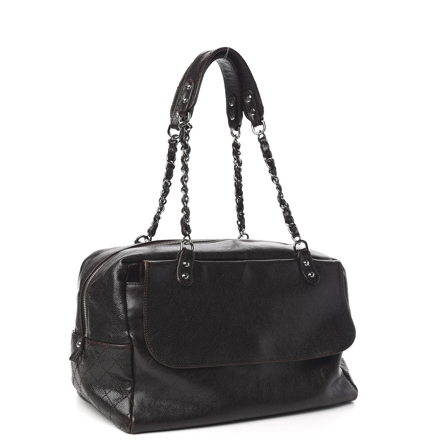 Glazed Caviar Pocket In The City Tote Brown