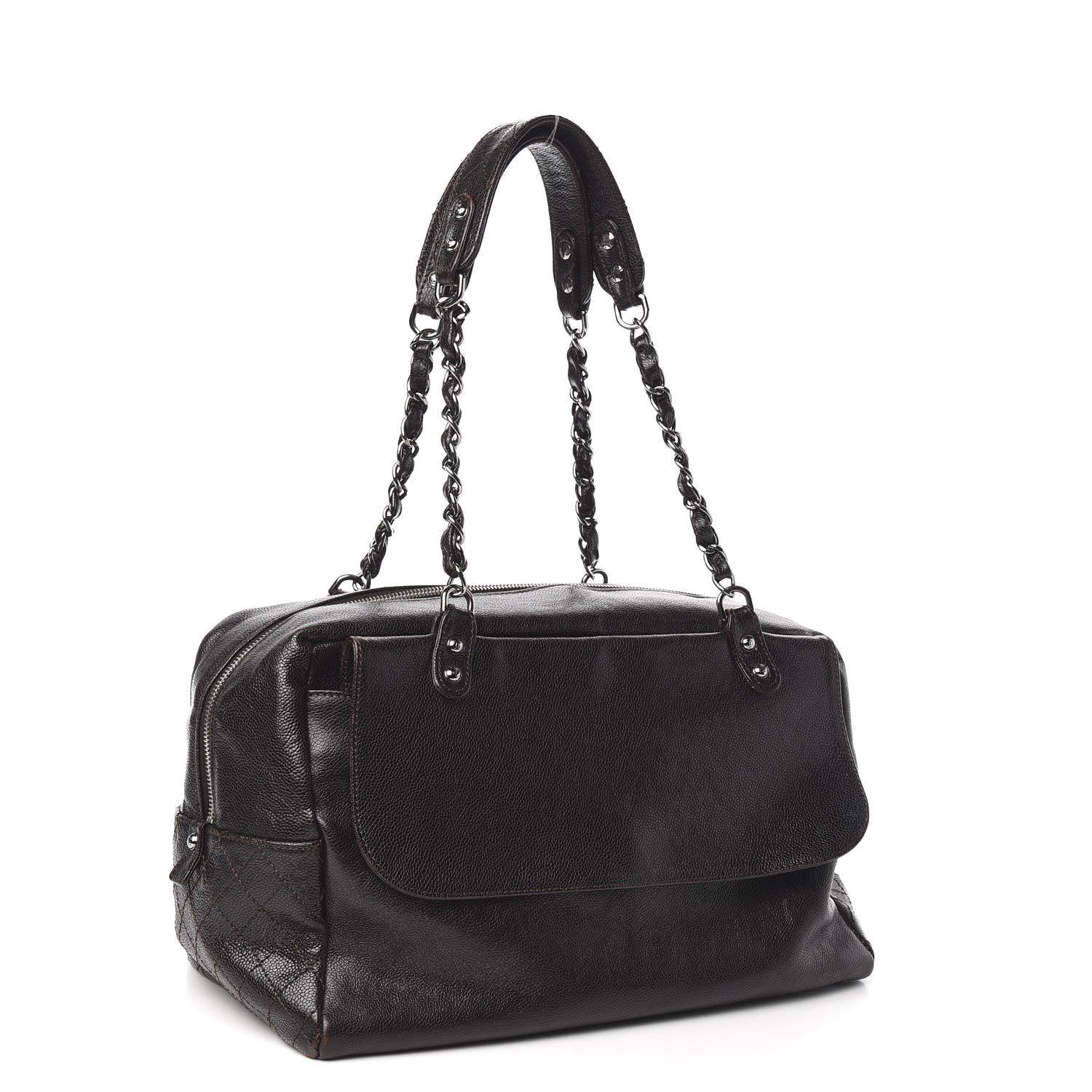 Chanel Glazed Caviar Pocket In The City Tote Brown 3 of 12