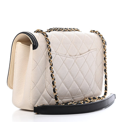 Chanel Caviar Quilted Small CC Filigree Flap White Black 2 of 10