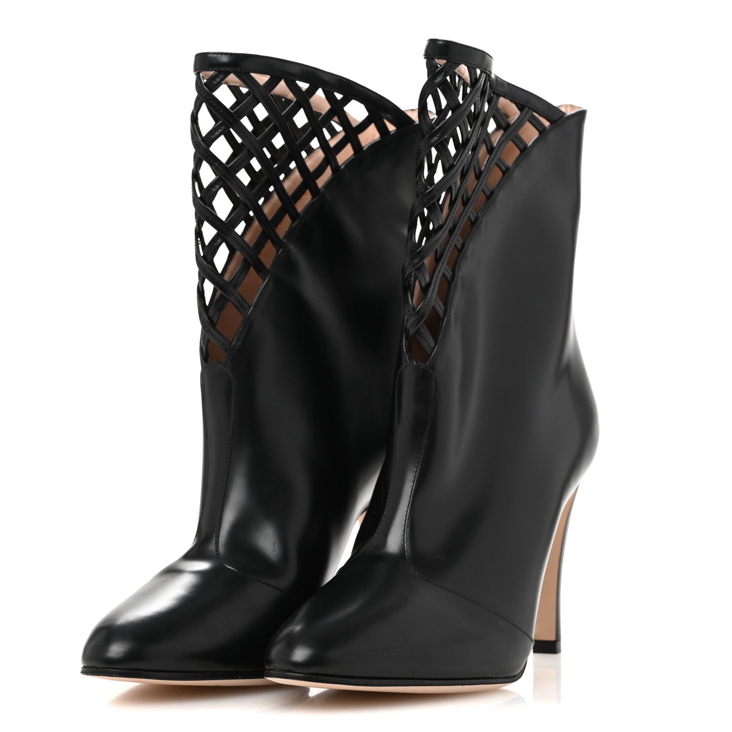 Plume Calfskin Damir Lattice Cutout Boots 38 Black