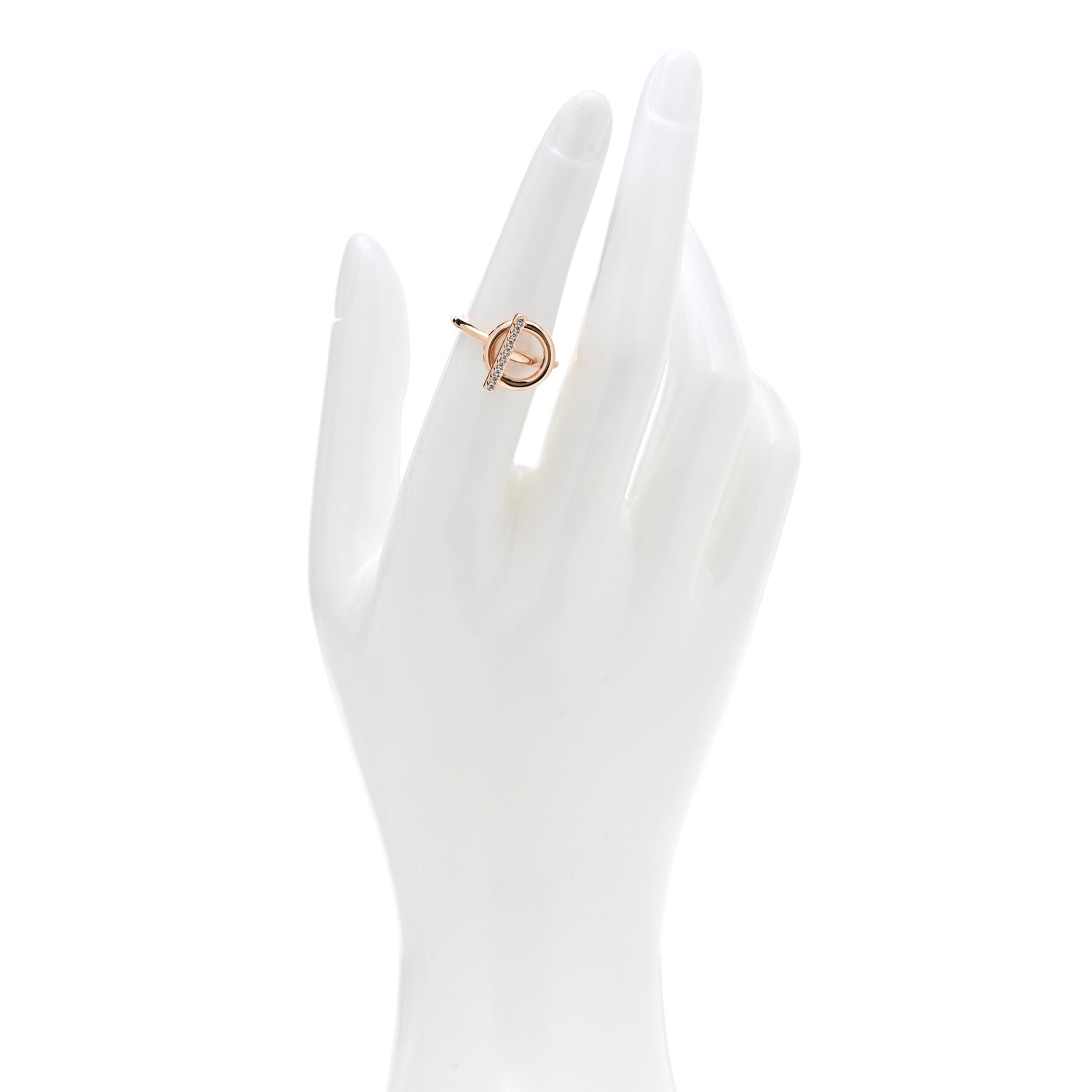 Hermes 18K Rose Gold Diamond PM Echappee Ring 50 5.25 2 of 8