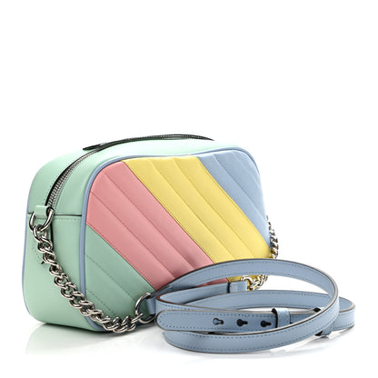 Gucci Calfskin Matelasse Diagonal Small GG Marmont Chain Shoulder Bag Multicolor Pastel 3 of 13