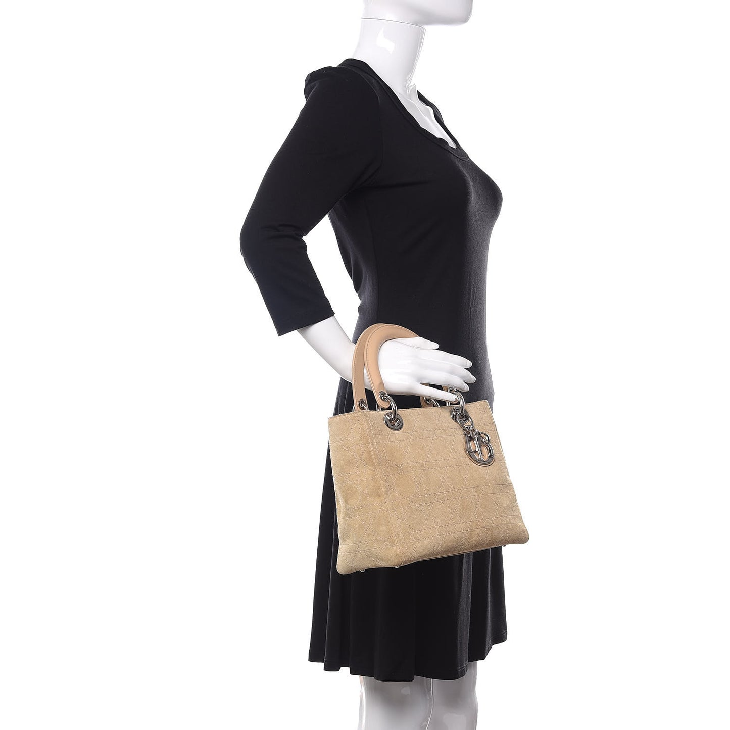 Suede Cannage Medium Lady Dior Beige