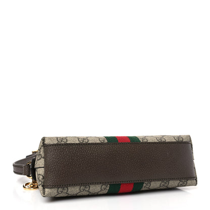 Gucci GG Supreme Monogram Textured Dollar Calfskin Web Small Ophidia Dome Shoulder Bag Beige Ebony New Acero 4 of 9