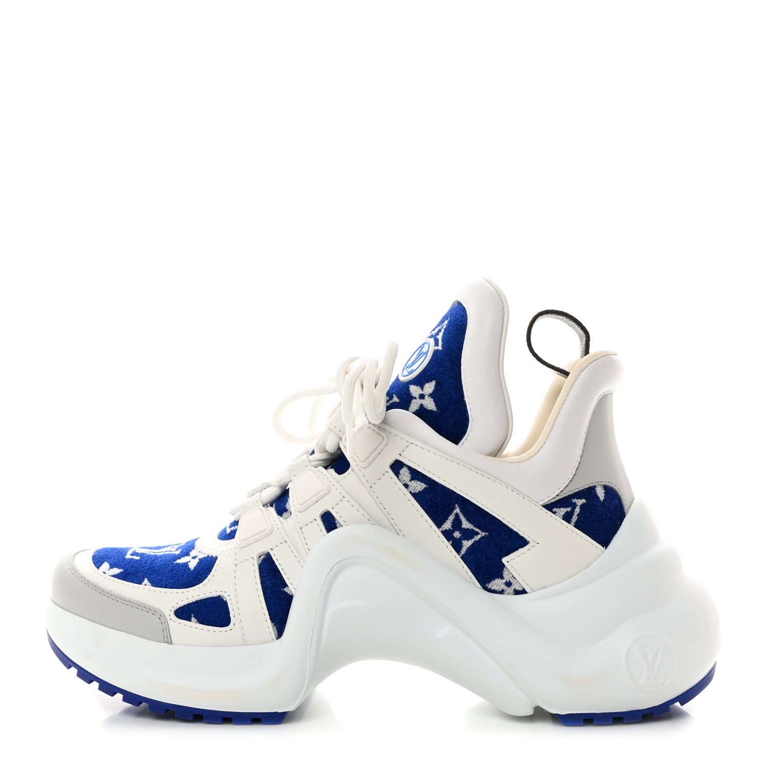 Louis Vuitton Jacquard Velvet Monogram LV Archlight Sneakers 38 White Blue 1 of 9
