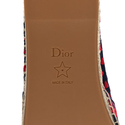 Christian Dior Cotton Embroidered Hearts Granville Espadrille 39.5 Blue Red 6 of 9