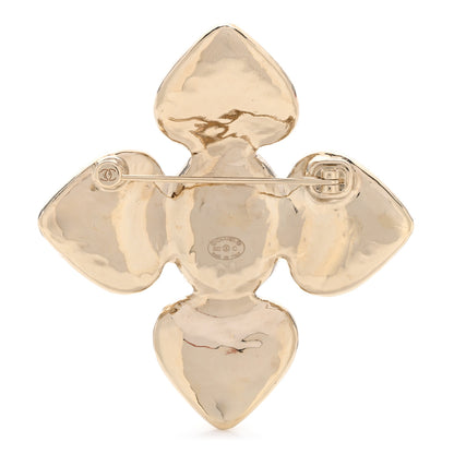 Chanel Resin Pearl CC Heart Brooch Gold Pearly White Black 3 of 5