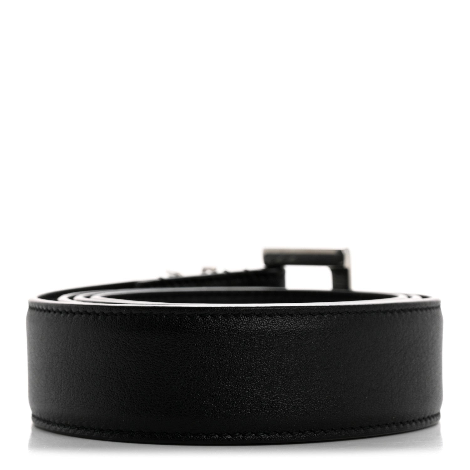 Saint Laurent Smooth Calfskin Monogram Square Buckle Belt 85 34 Black 2 of 8