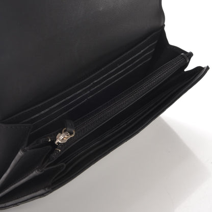 Chanel Lambskin Quilted Long Gusset Flap Wallet Black 7 of 9