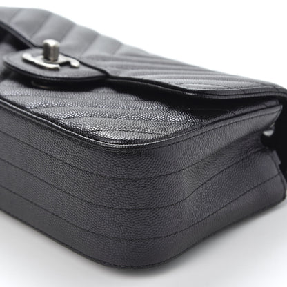 Chanel Iridescent Caviar Chevron Quilted Mini Rectangular Flap Black 6 of 10