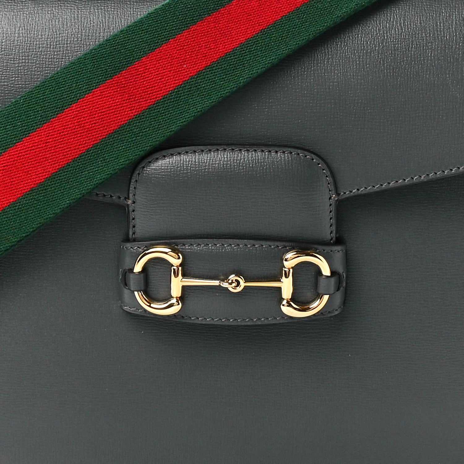 Gucci Azalea Calfskin Web Horsebit 1955 Shoulder Bag Graphite Grey 8 of 11