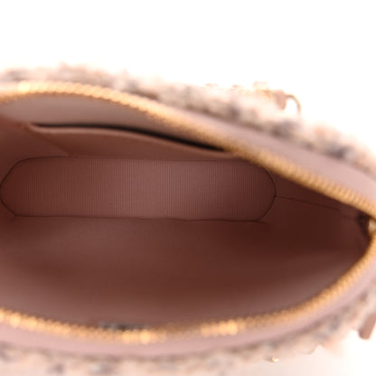 Chanel Cotton Wool Tweed Sequin Quilted Shiny Coco Clutch With Chain Light Pink Beige Ecru 5 of 10
