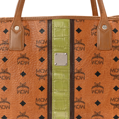 MCM Visetos Crocodile Embossed Medium Liz Shopper Tote Cognac 7 of 9