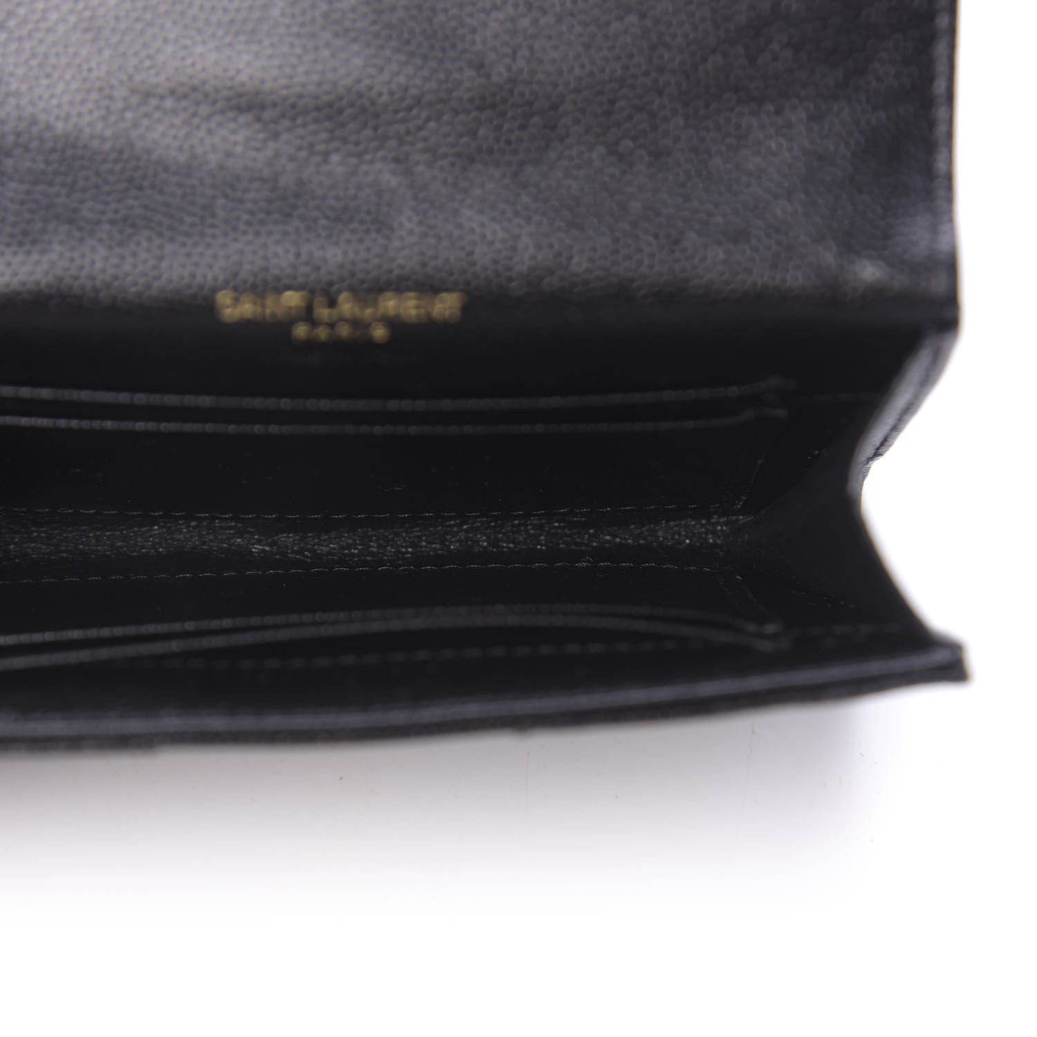 Saint Laurent Grain De Poudre Matelasse Chevron Small Monogram Envelope Wallet Black 5 of 10