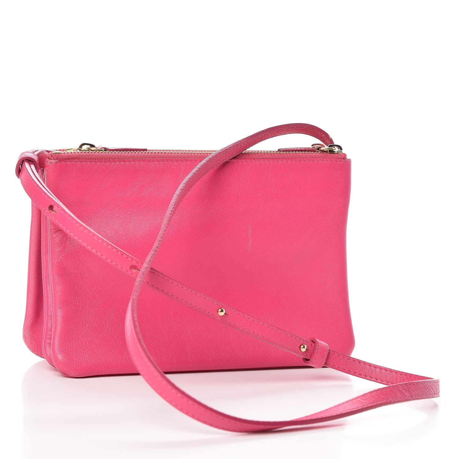 Celine Lambskin Small Trio Crossbody Bag Fluo Fuchsia 3 of 20