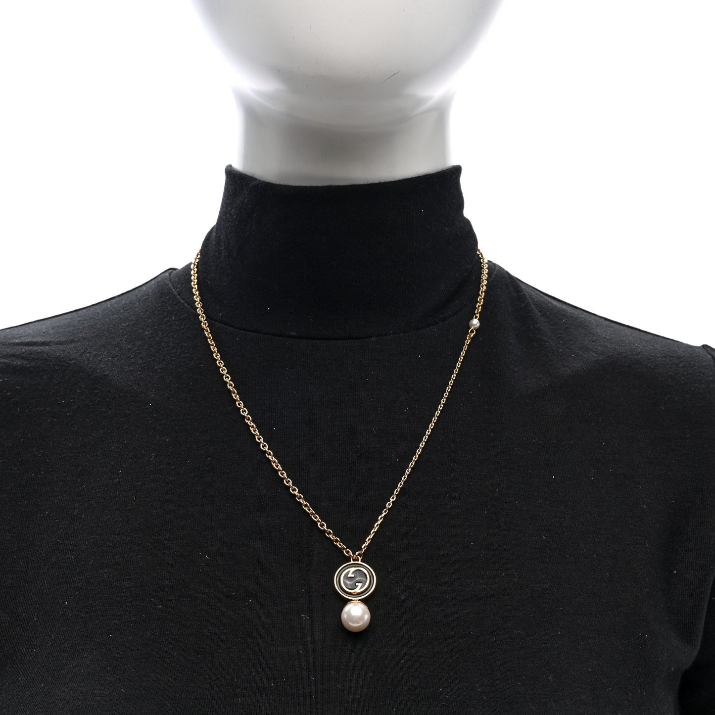 Metal Enamel Blondie Pendant Necklace Gold Black