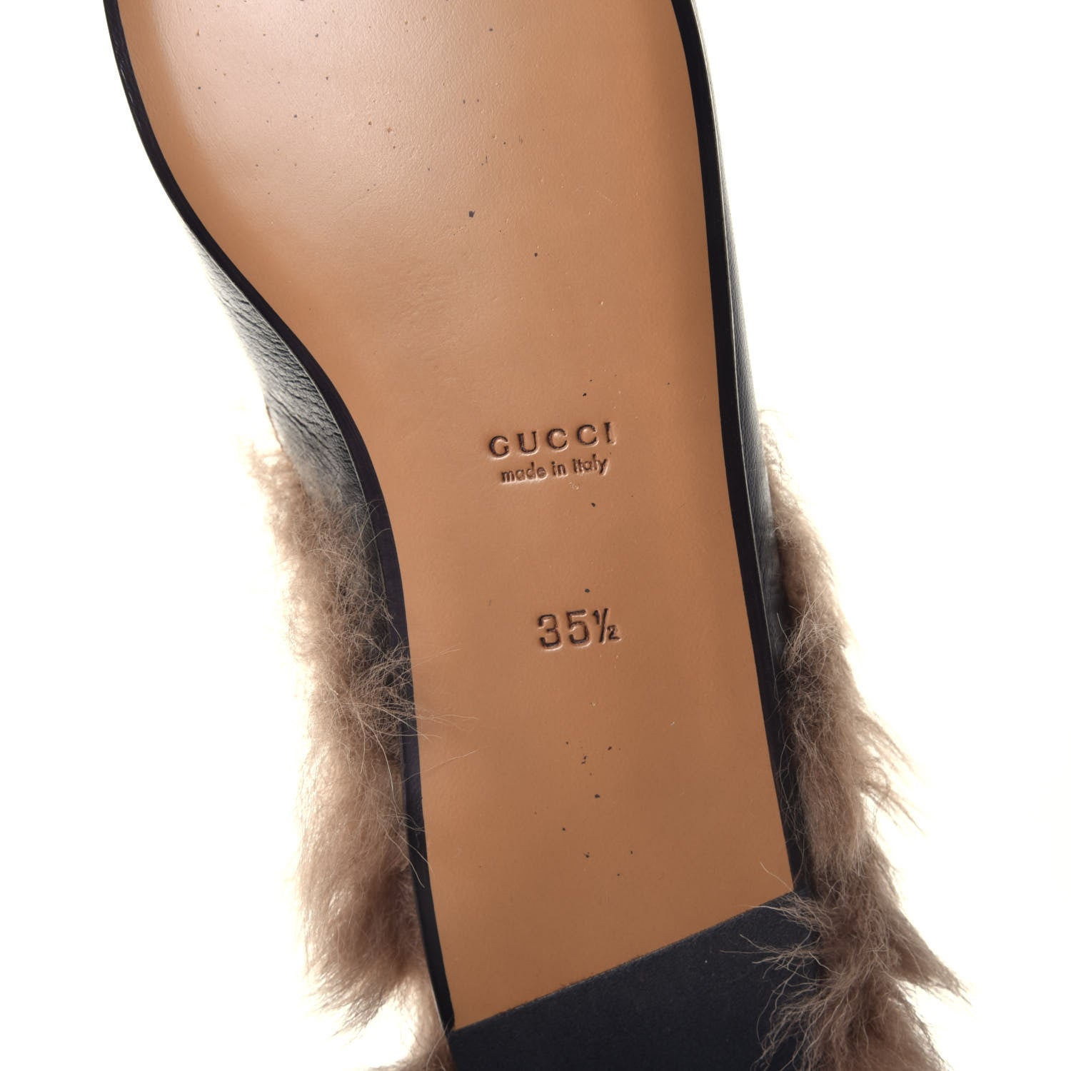 Gucci Goatskin Fur Bee Star Embroidered Womens Princetown Slippers 35.5 Black 6 of 8