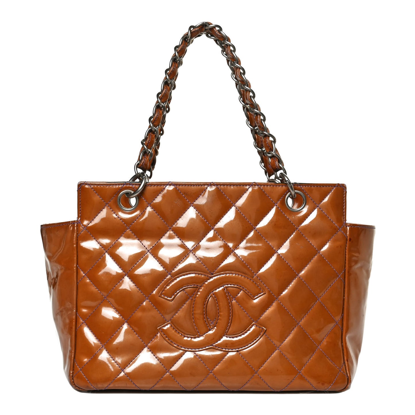 Patent Petit Timeless Shopping Tote PTT Brown