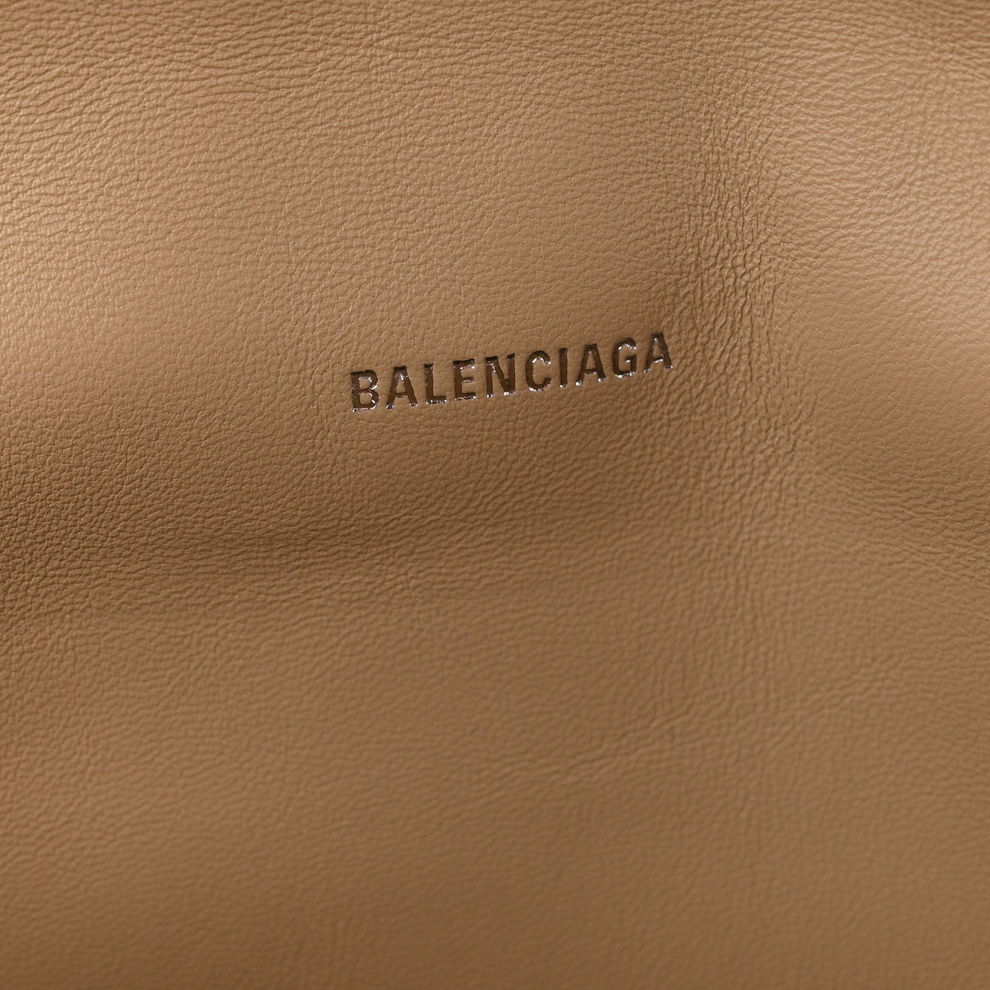 Crushed Calfskin Quilted Large Crush Chain Bag Light Brown