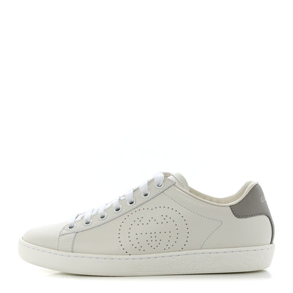 Gucci Calfskin Interlocking G Perforated Womens Ace Sneakers 35.5 White Grey Sky 1 of 8