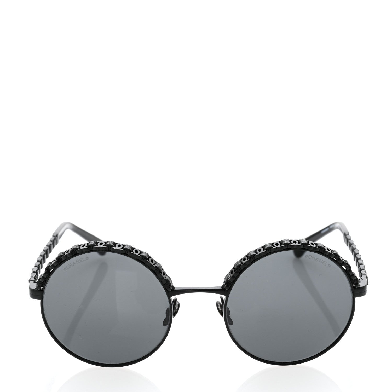 Chanel Metal Calfskin Round Chain Sunglasses 4265-Q Black 2 of 10