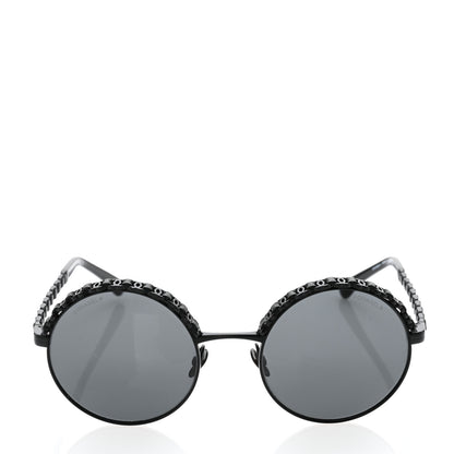 Chanel Metal Calfskin Round Chain Sunglasses 4265-Q Black 2 of 10