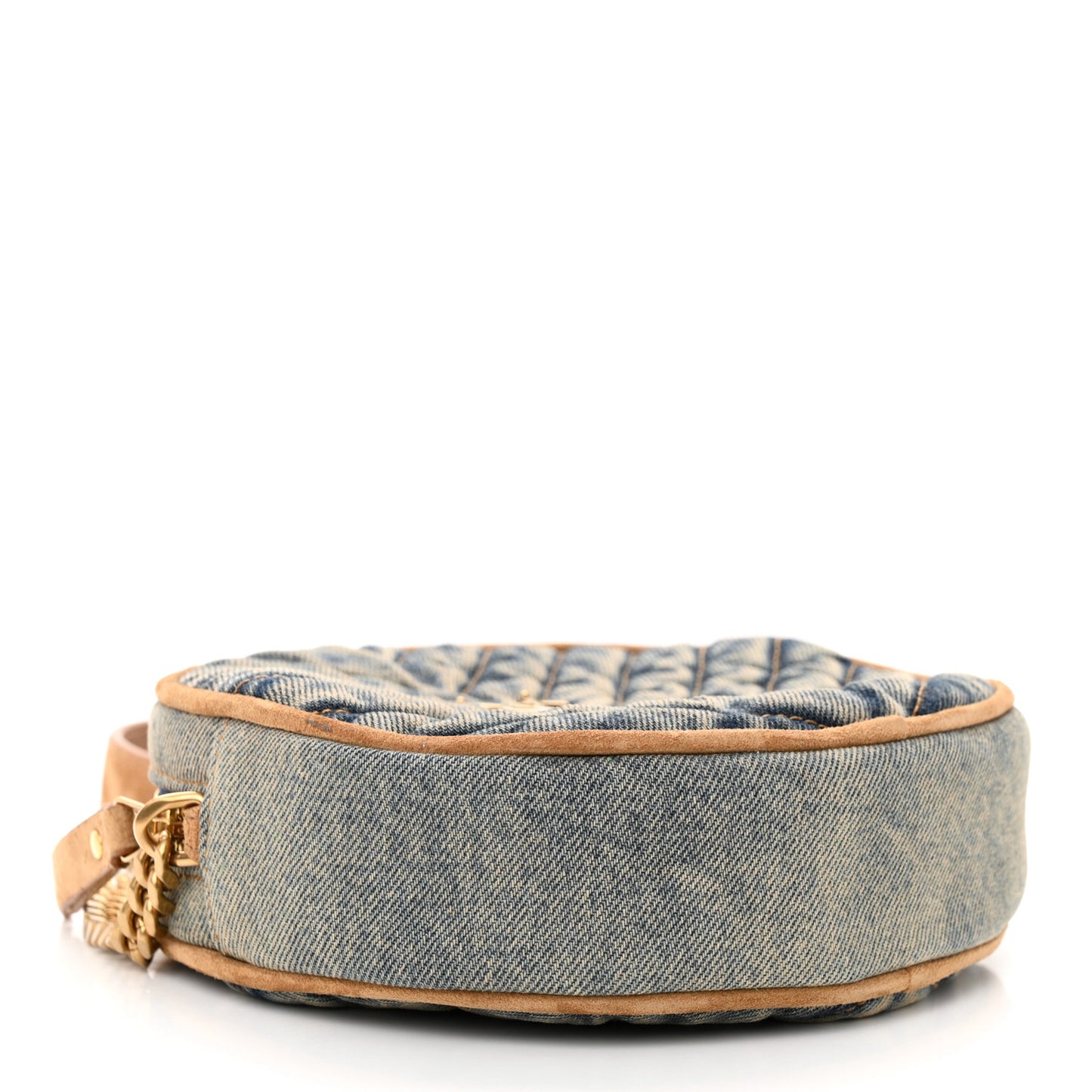 Denim Quilted Monogram Round Crossbody Bag Rodeo Blue