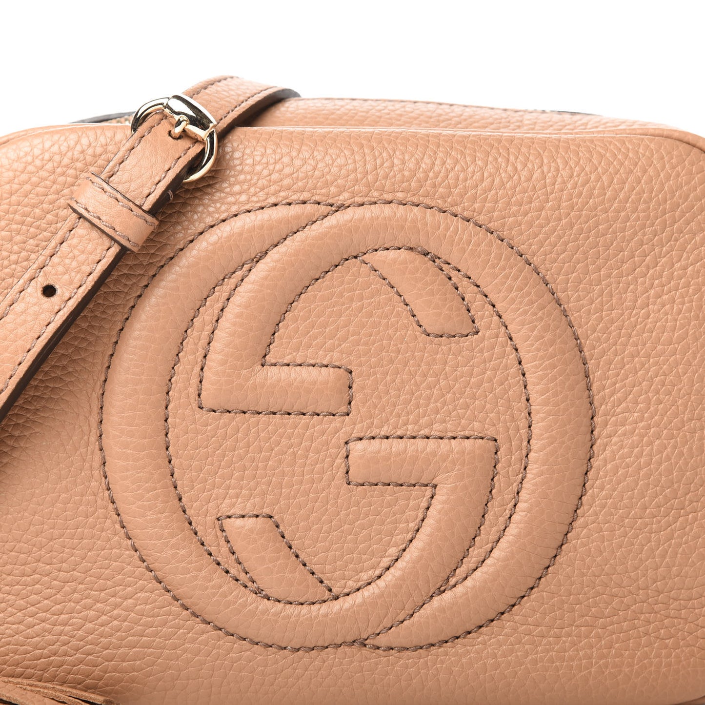 Pebbled Calfskin Small Soho Disco Bag Camelia