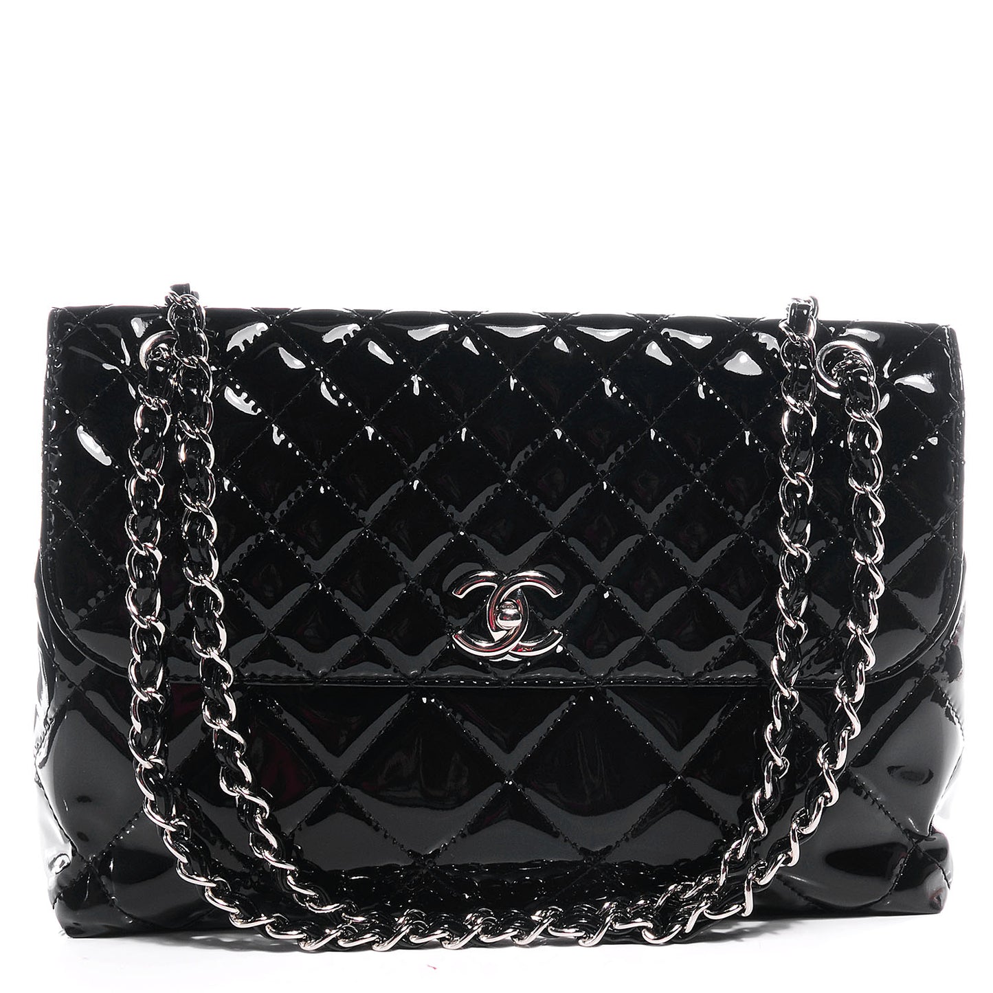 Vinyl Quilted In the Business Flap Bag Black