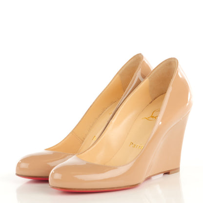 Christian Louboutin Patent Ron Ron Zeppa 85 Wedges 34.5 Nude 3 of 7