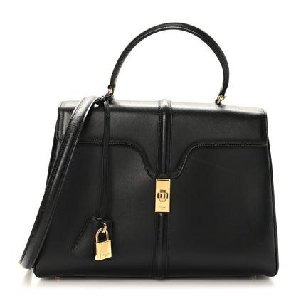 Celine Satinated Calfskin Medium 16 Top Handle Bag Black 1 of 10