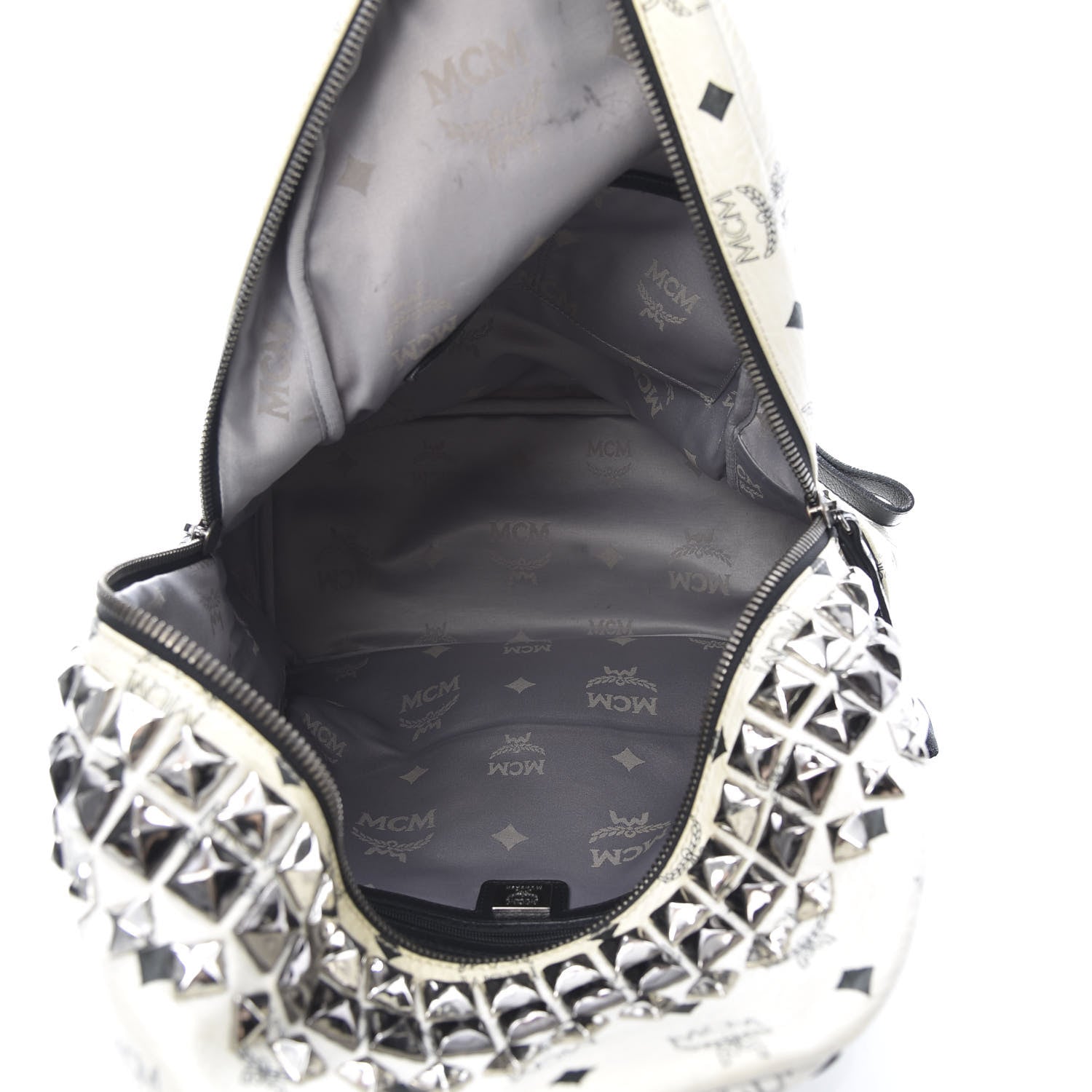 MCM Visetos Crown Stud Medium Stark Backpack White 4 of 14