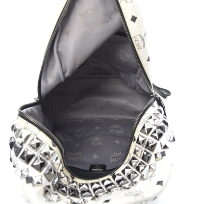 MCM Visetos Crown Stud Medium Stark Backpack White 4 of 14