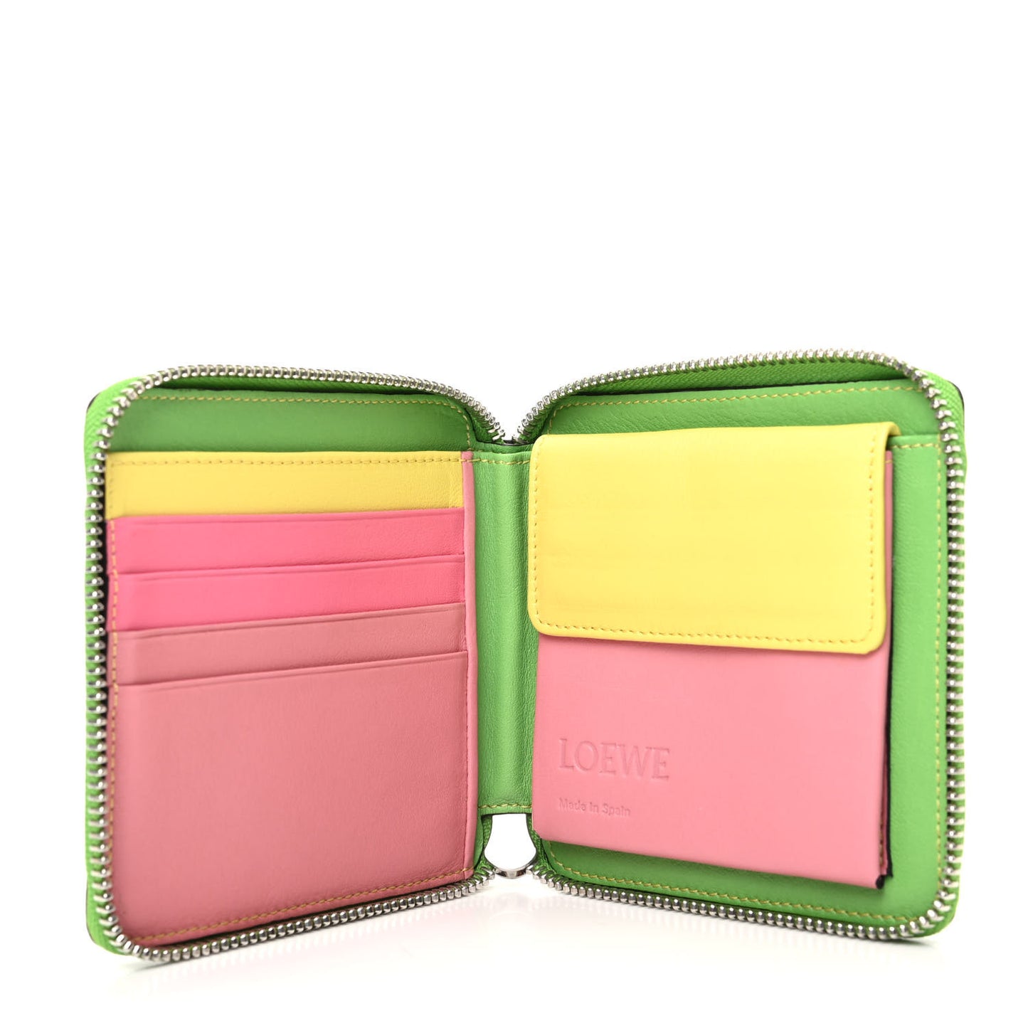 Calfskin Small Zip Wallet Tan Multicolor