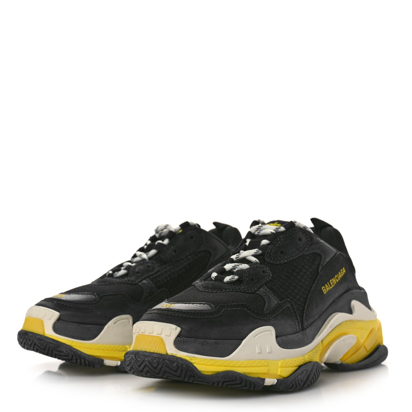 Fabric Mesh Mens Triple S Sneakers 40 Black Yellow