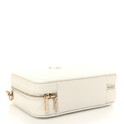 Chanel Caviar Quilted Top Handle Vanity Case White 5 of 12