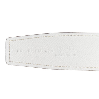 Hermes Epsom PVD Plated 32mm H Belt 80 Etoupe White 3 of 7