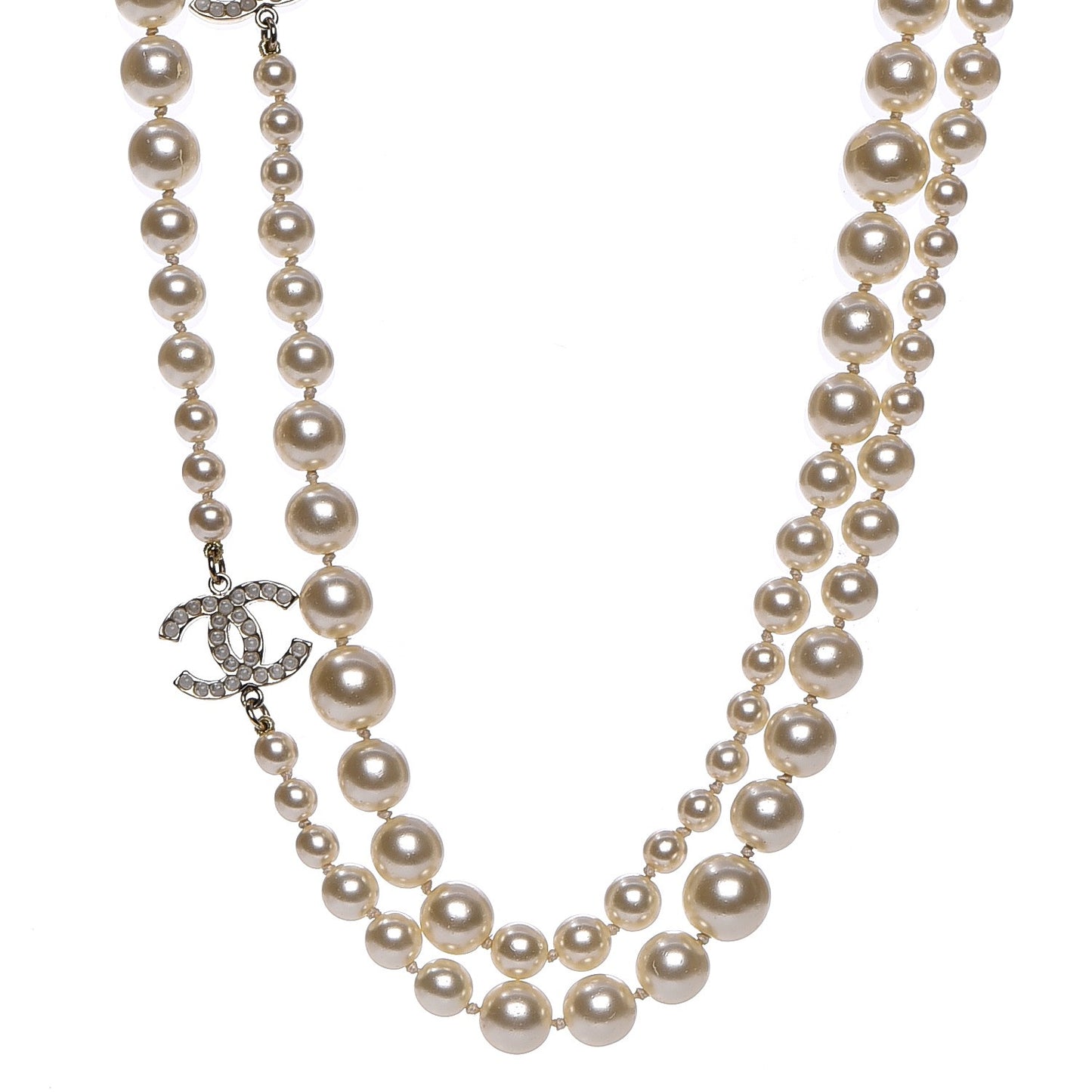 Pearl CC Long Necklace Gold