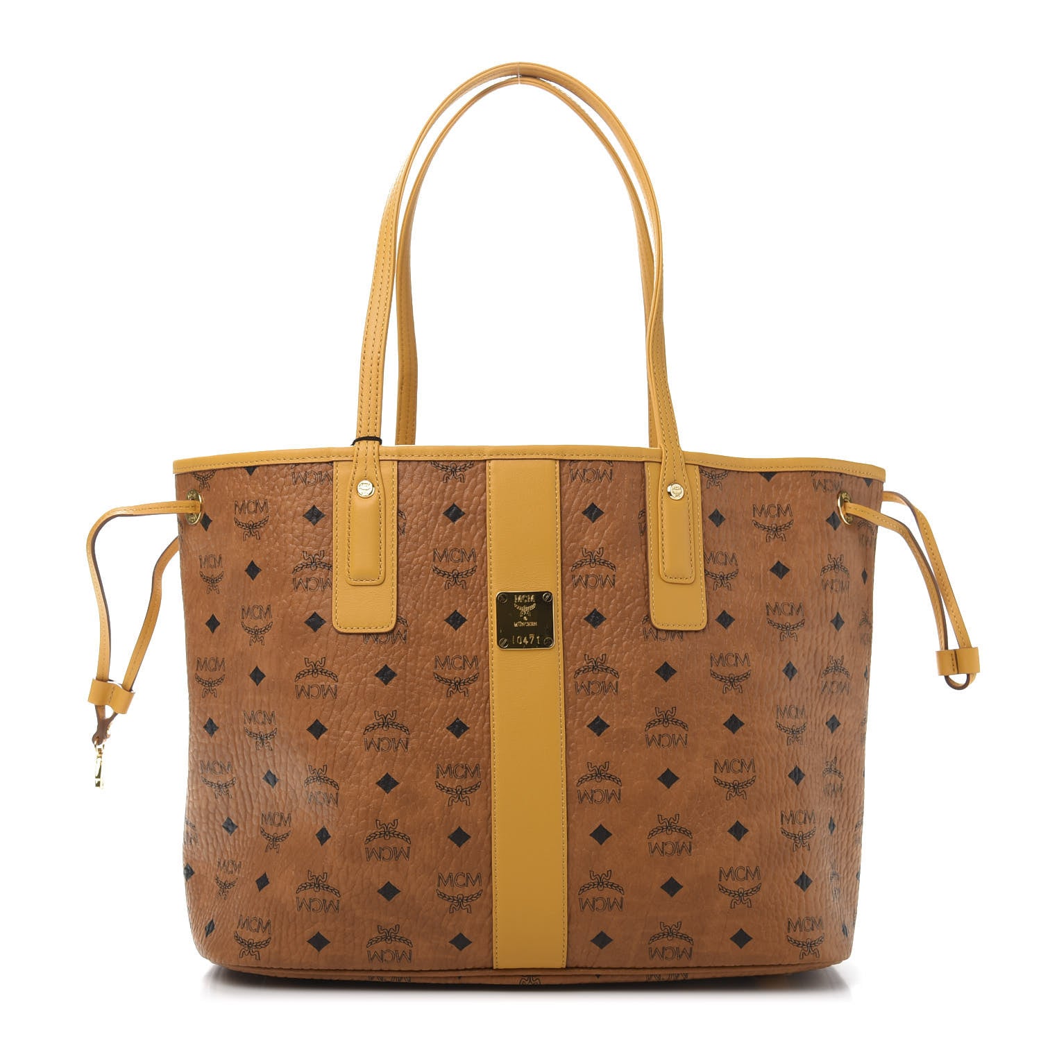 MCM Visetos Medium Liz Reversible Shopper Tote Cognac Yellow 3 of 18