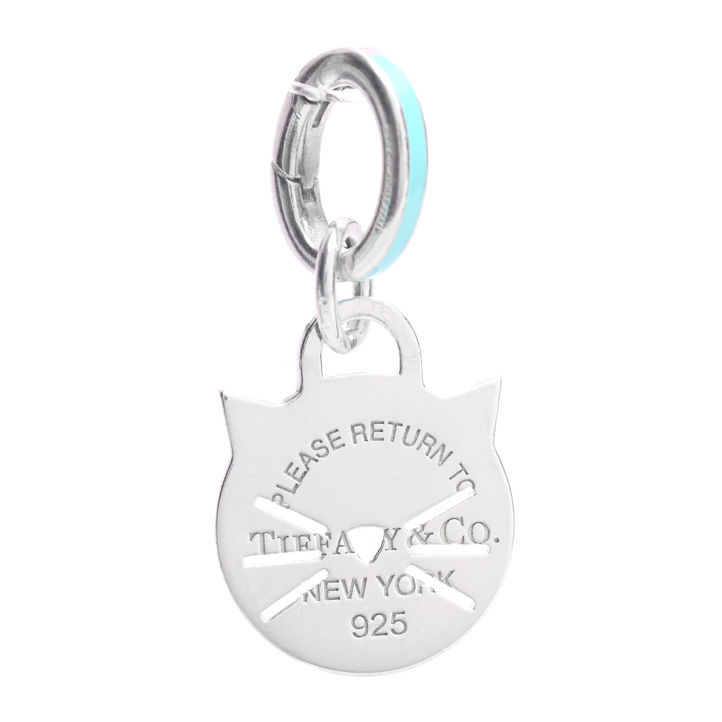 Sterling Silver Enamel Return to Tiffany Cat Charm Pendant