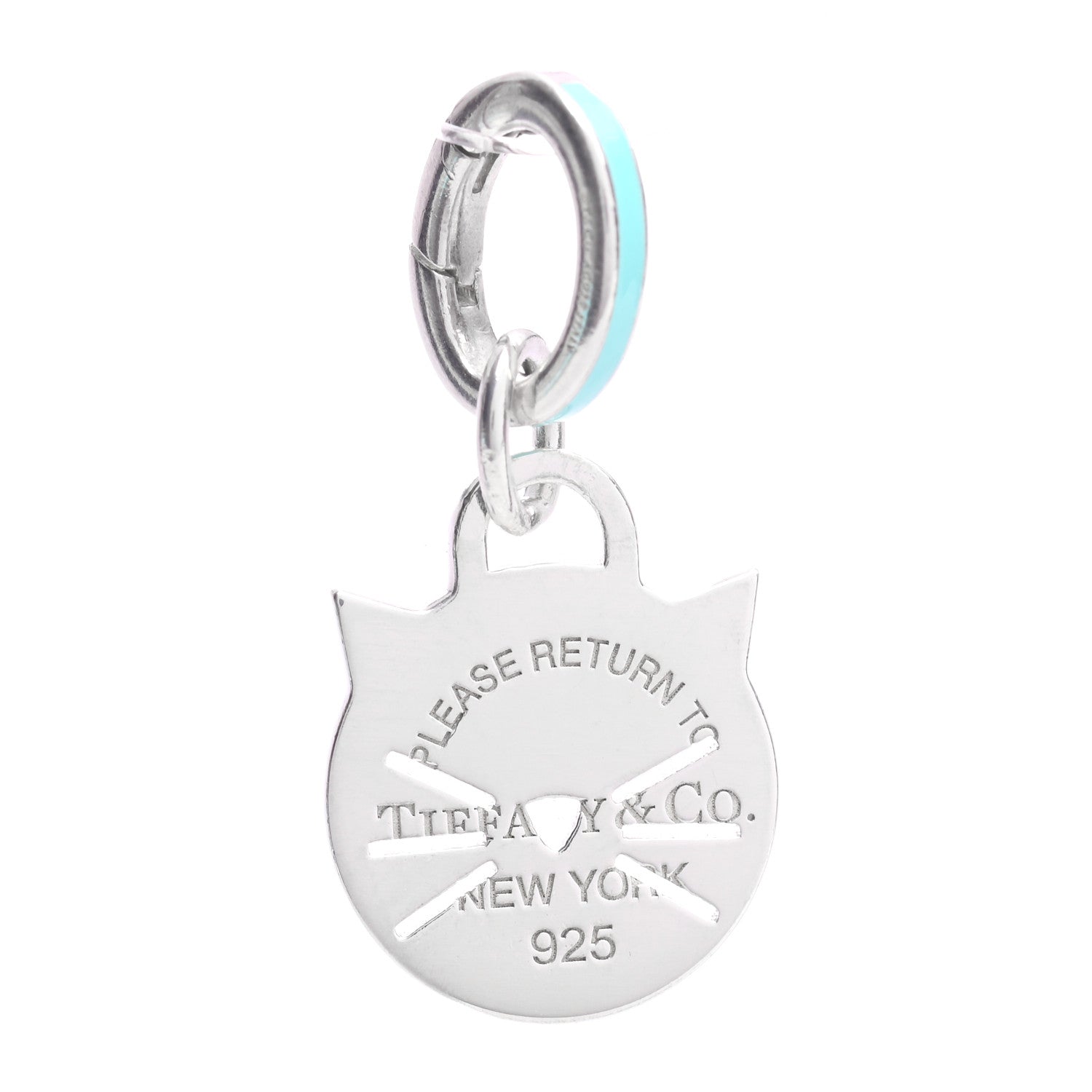 Tiffany Sterling Silver Enamel Return to Tiffany Cat Charm Pendant 1 of 3