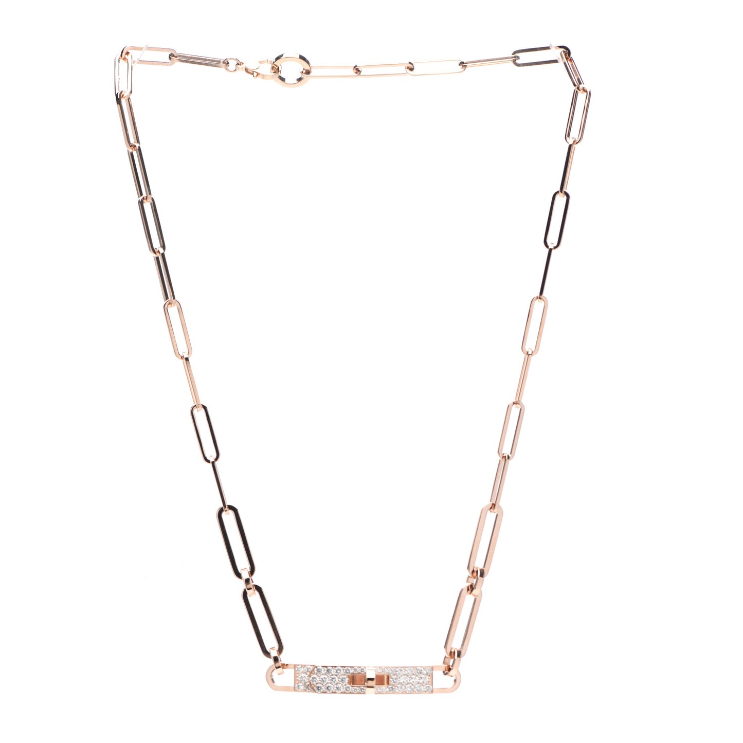 18K Rose Gold Diamond Pave Kelly Chaine Choker Necklace