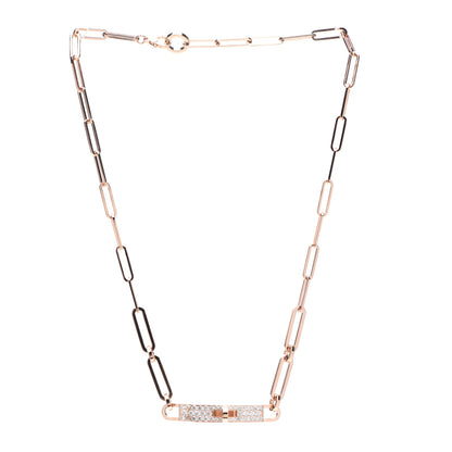 Hermes 18K Rose Gold Diamond Pave Kelly Chaine Choker Necklace 3 of 4
