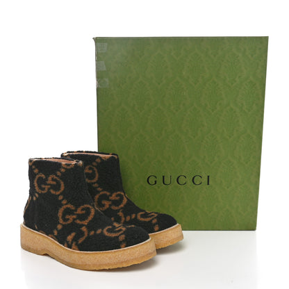 Gucci Faux Shearling Hooper GG Womens Ankle Boots 40 Black Natural Tan 8 of 8