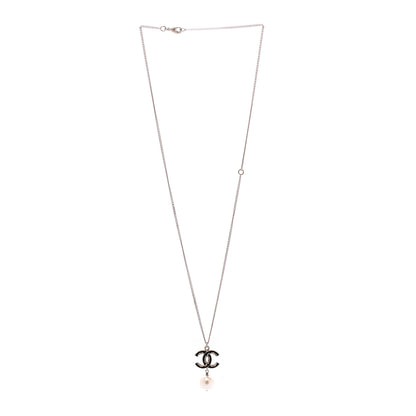 Chanel Enamel Pearl CC Baroque Drop Necklace Black Gold 3 of 4